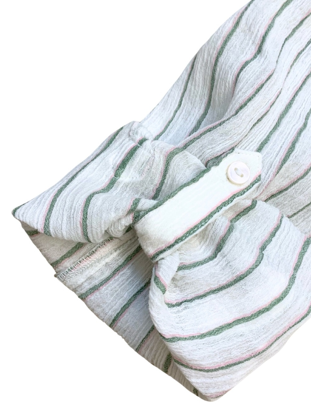 Carve Designs White Green Striped Gauze Top Cotton Tunic Coastal Boho Beach - Picture 7 of 11
